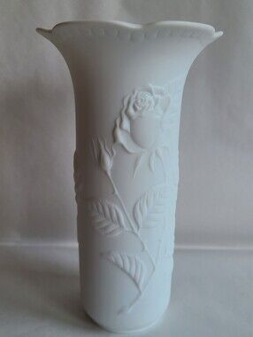 White Rose Relief Porcelain Vase